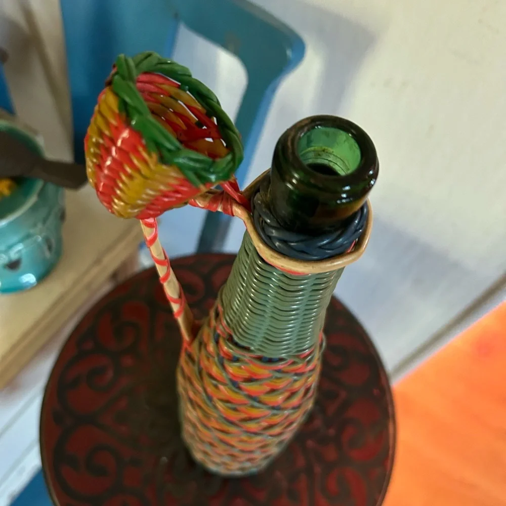 Vintage Scoubidou Glass Bottle Made In Spain